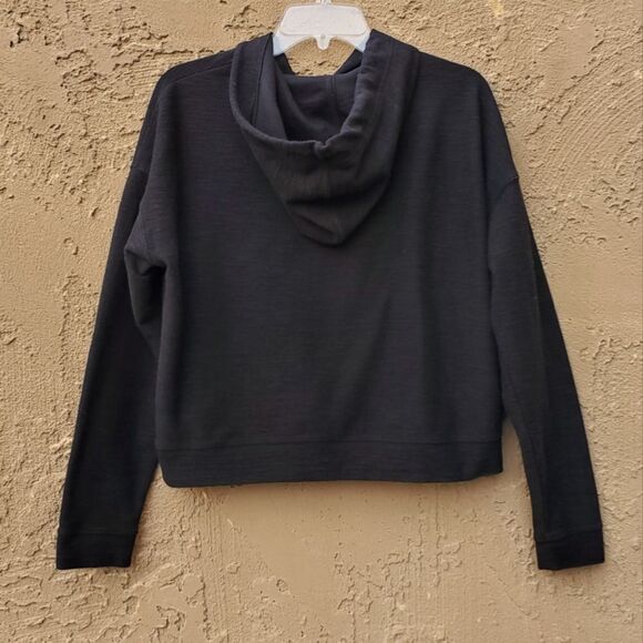 Old Navy Zip Up Hooded Black Textured  Sweatshirt - Picture 3 of 12